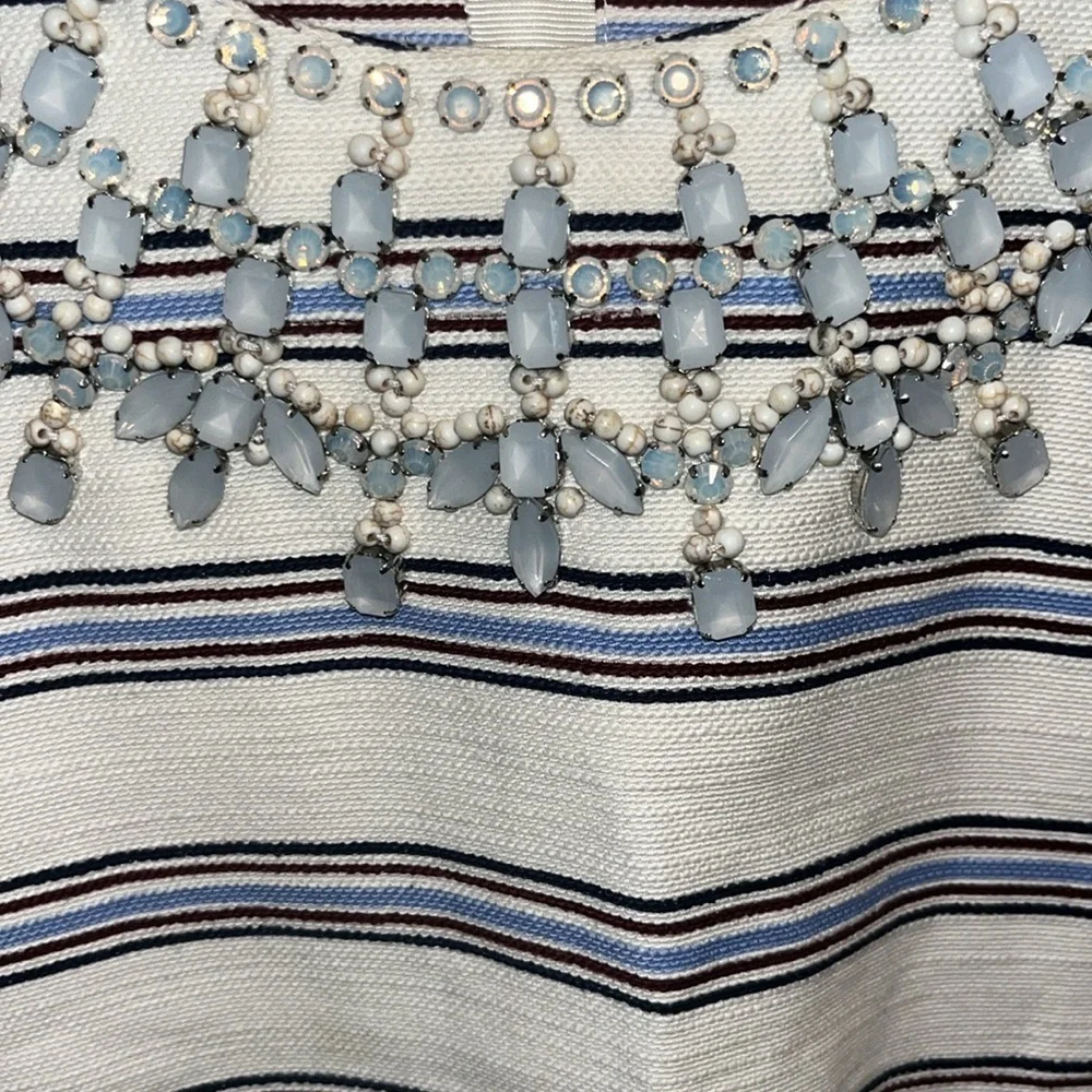 Tory Burch Kaylin embroidered embellished beaded collar shift dress size 12
